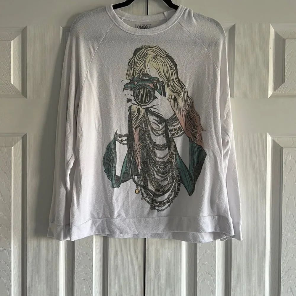 Lauren Moshi Amelie Color Camera Girl Graphic Sweatshirt
